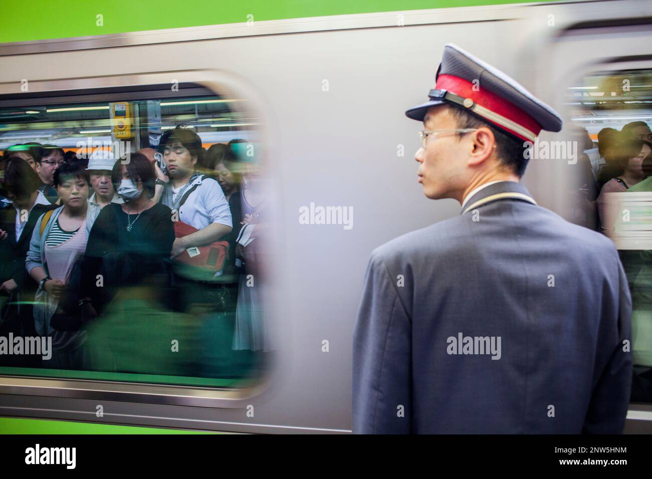 Rush hour at JR Shinjuku Railway station.Yamanote Line.Shinjuku, Tokyo, Japan Stock Photo