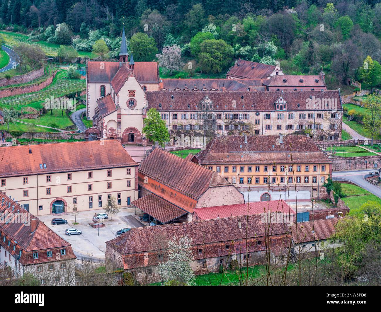Bronnbach, old monastery in Tauber Valley Stock Photo