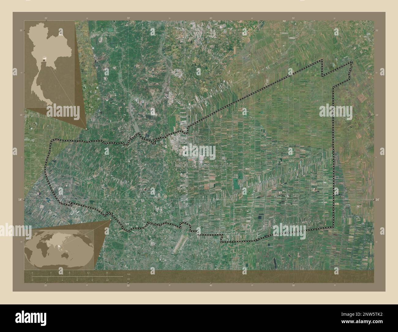 Pathum Thani, province of Thailand. High resolution satellite map