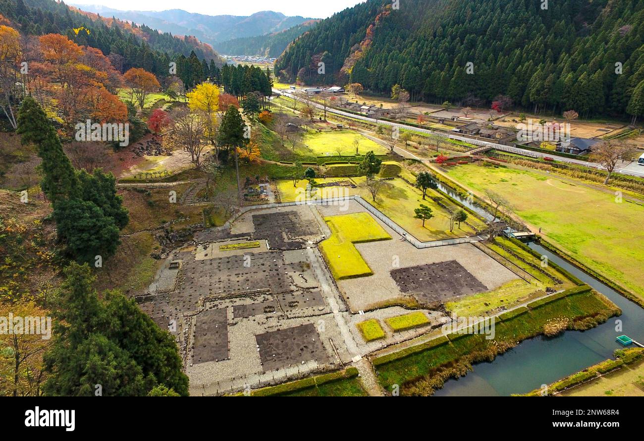 A picture taken on Nov. 29, 2018 shows the place that Yoshikage Asakura's  residence used to be at Ichijōdani Asakura Family Historic Ruins in Fukui  City, Fukui Prefecture. The ruin is of