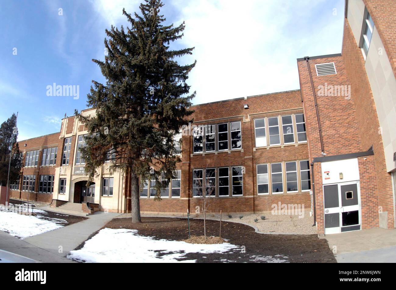 In this Dec. 14, 2018 photo, the former Mandan Junior High School, its