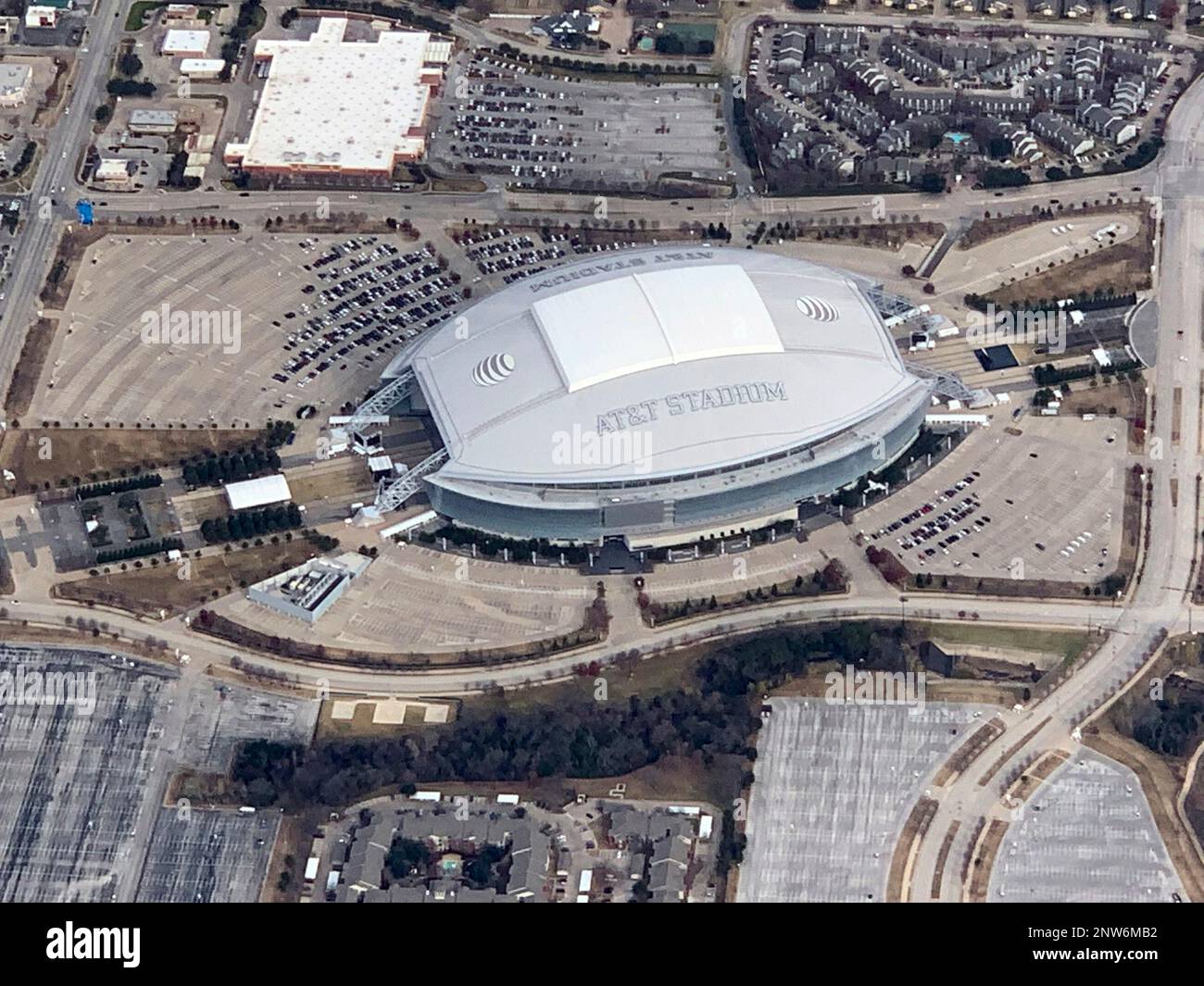 General overall aerial view of AT&T Stadium in Arlington, Tex., Sunday