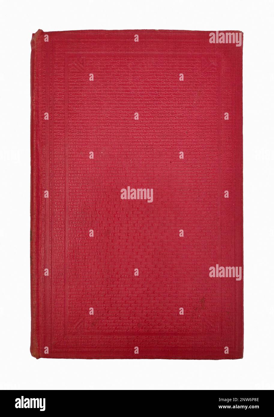 Old red book without shadow isolated on white background. Stock Photo