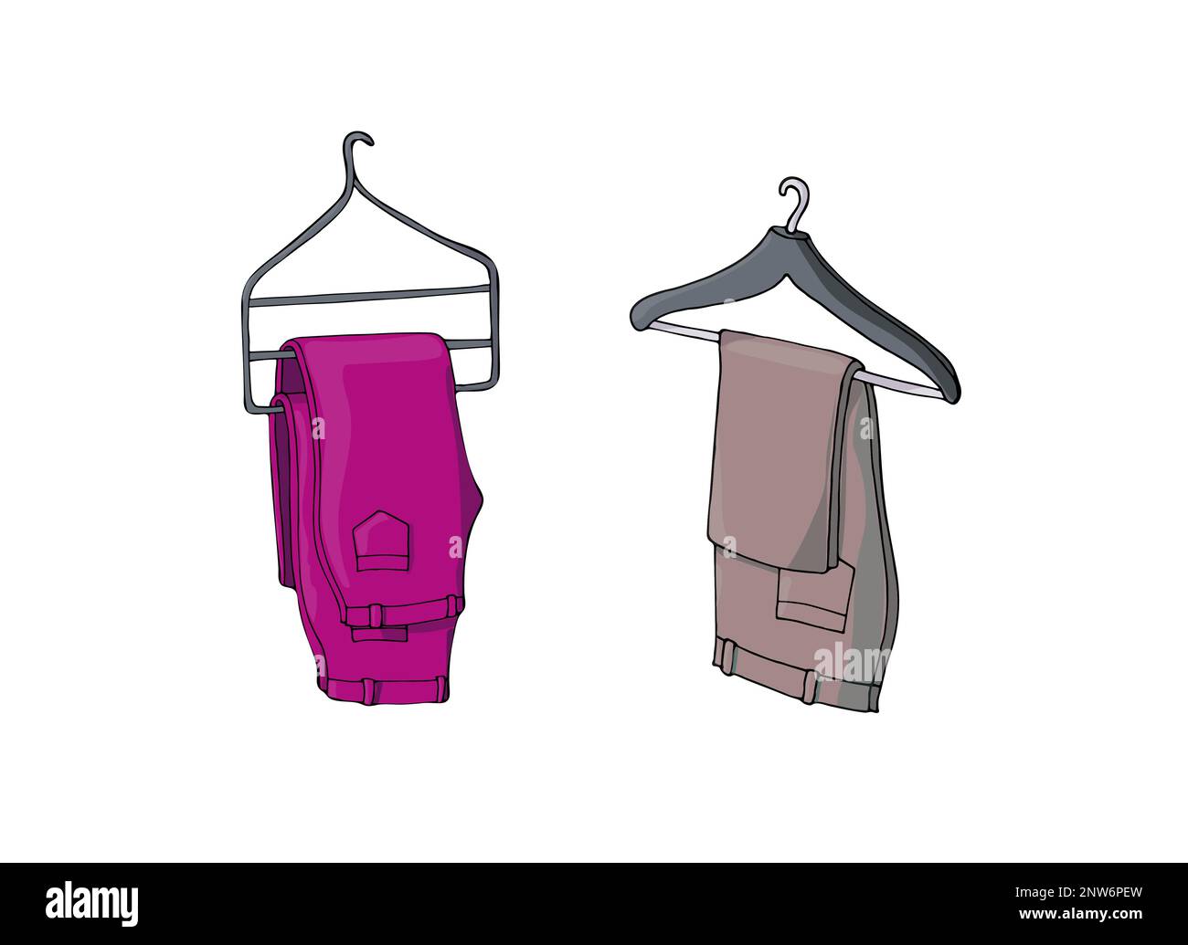 Pants on hanger, hand-drawn Stock Vector