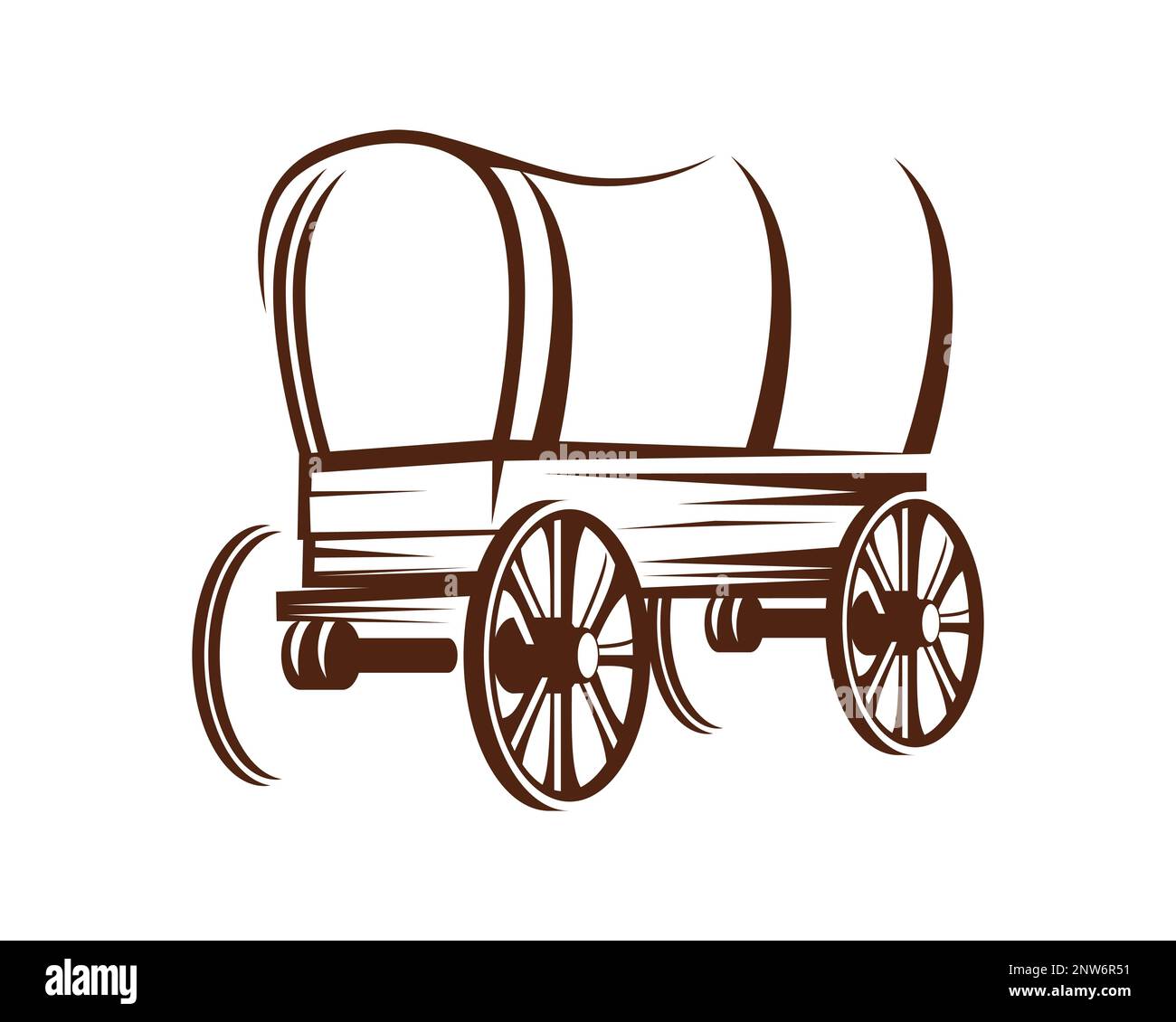 Wagon Illustration with Silhouette Style Stock Vector