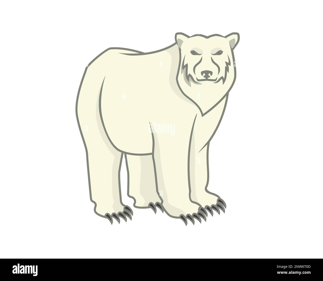 Polar Bear with Standing and Staring Gesture Illustration Stock Vector