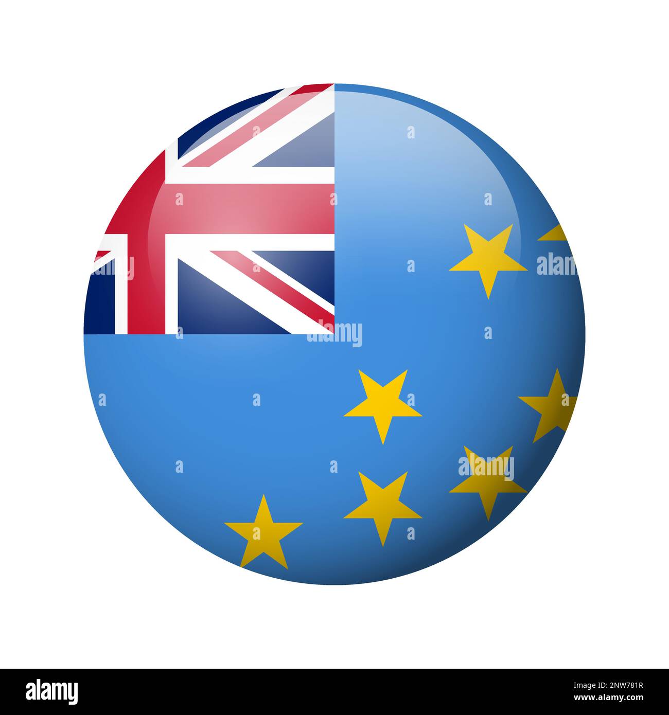 Tuvalu flag - glossy circle badge. Vector icon. Stock Vector