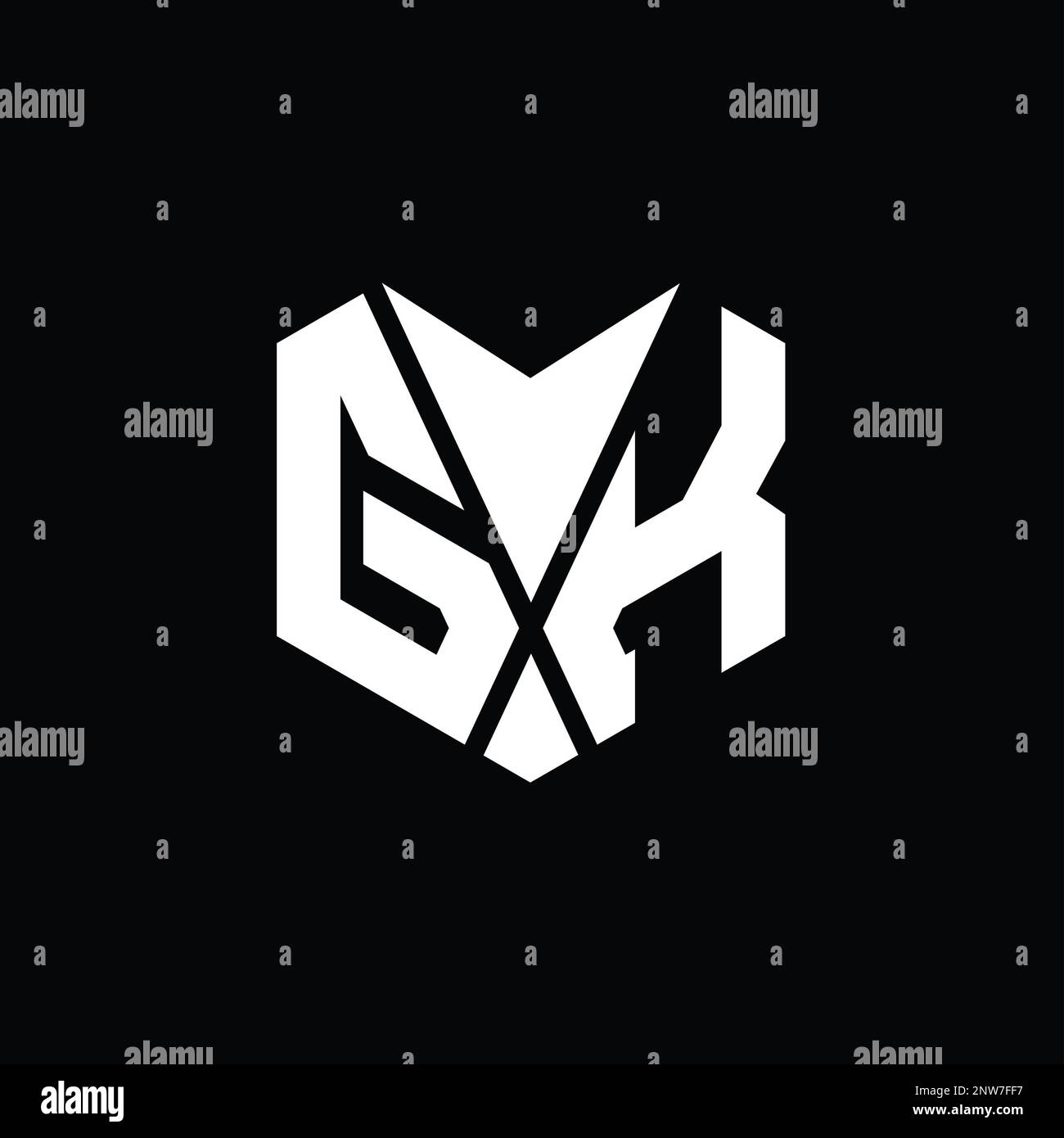 GK Logo monogram abstract hexagon shape vector images design template ...