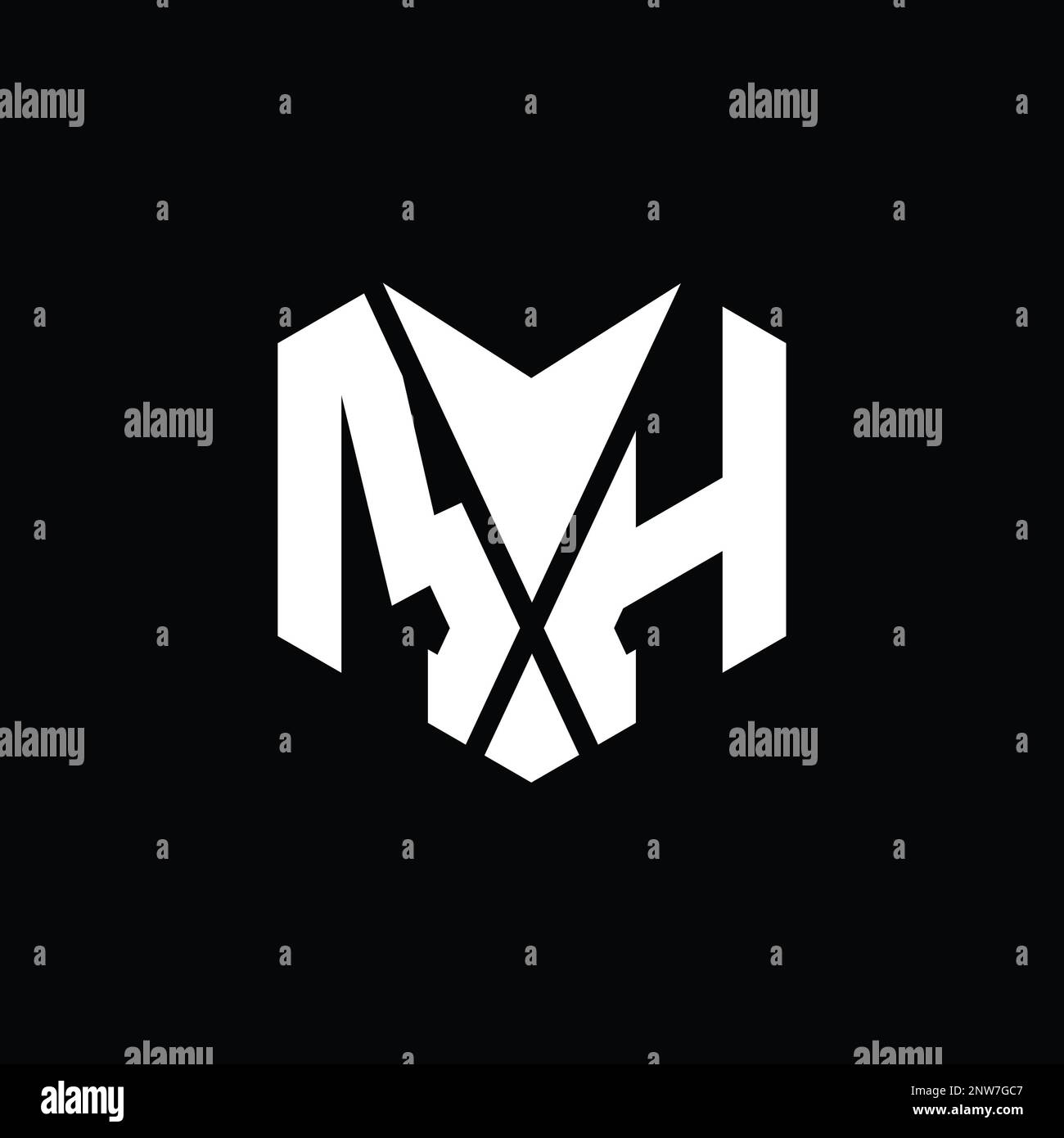 MH Logo monogram abstract hexagon shape vector images design template ...