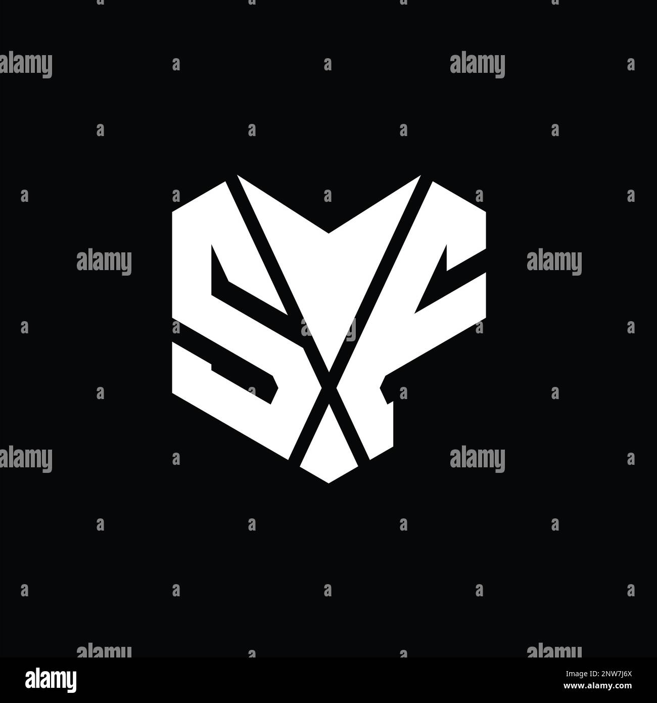 SF Logo monogram abstract hexagon shape vector images design template ...