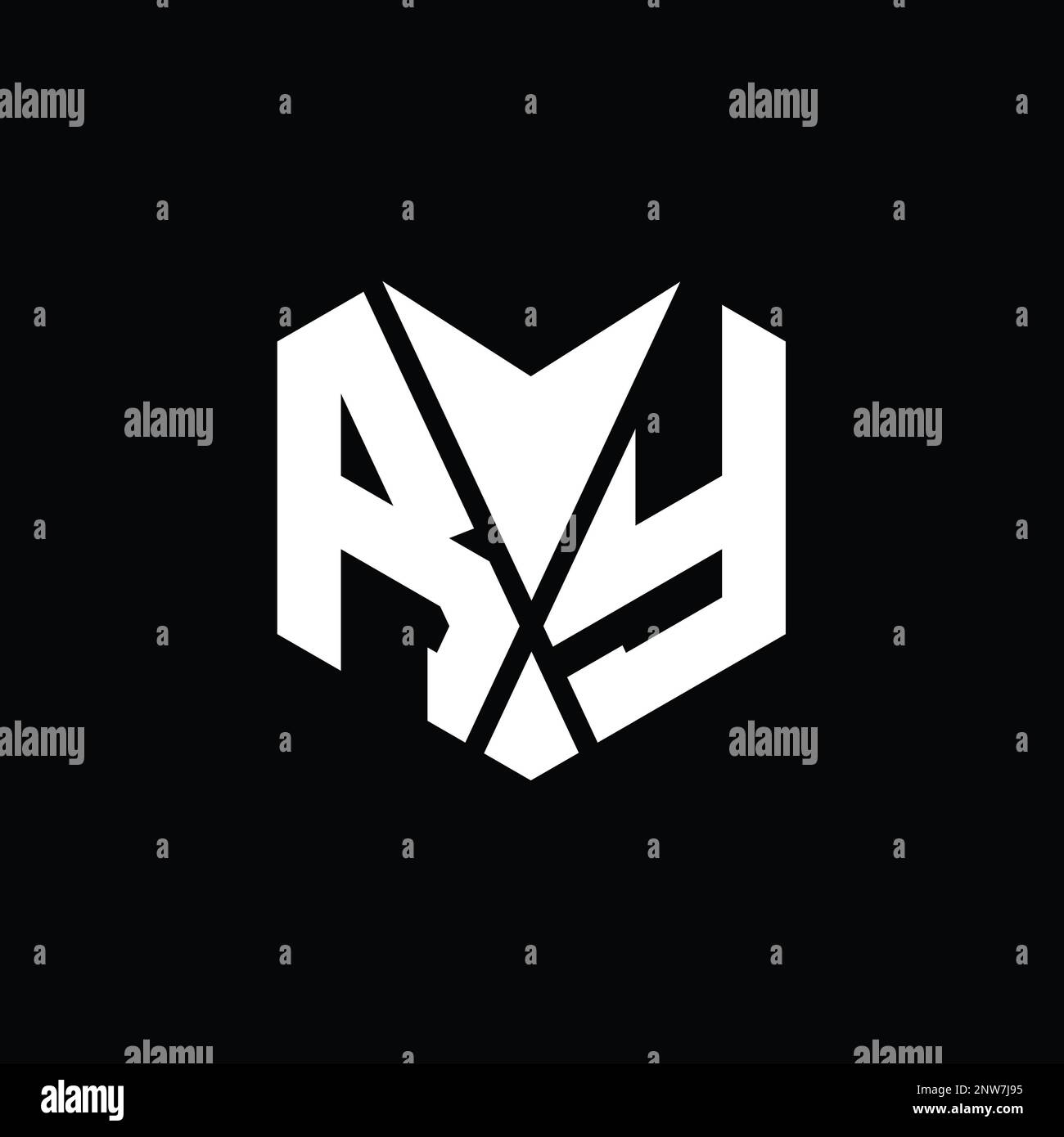 RY Logo monogram abstract hexagon shape vector images design template ...