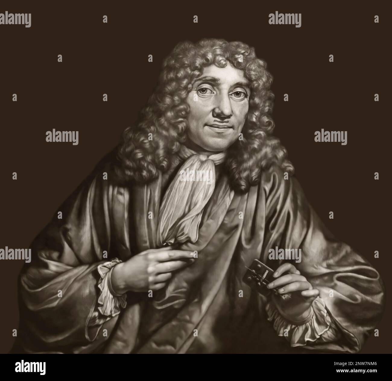 Antonie Philips van Leeuwenhoek, 1632 – 1723, a Dutch microbiologist and microscopist Stock Photo