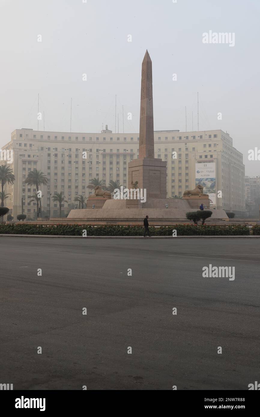 Down Town Cairo with Haze Stock Photo
