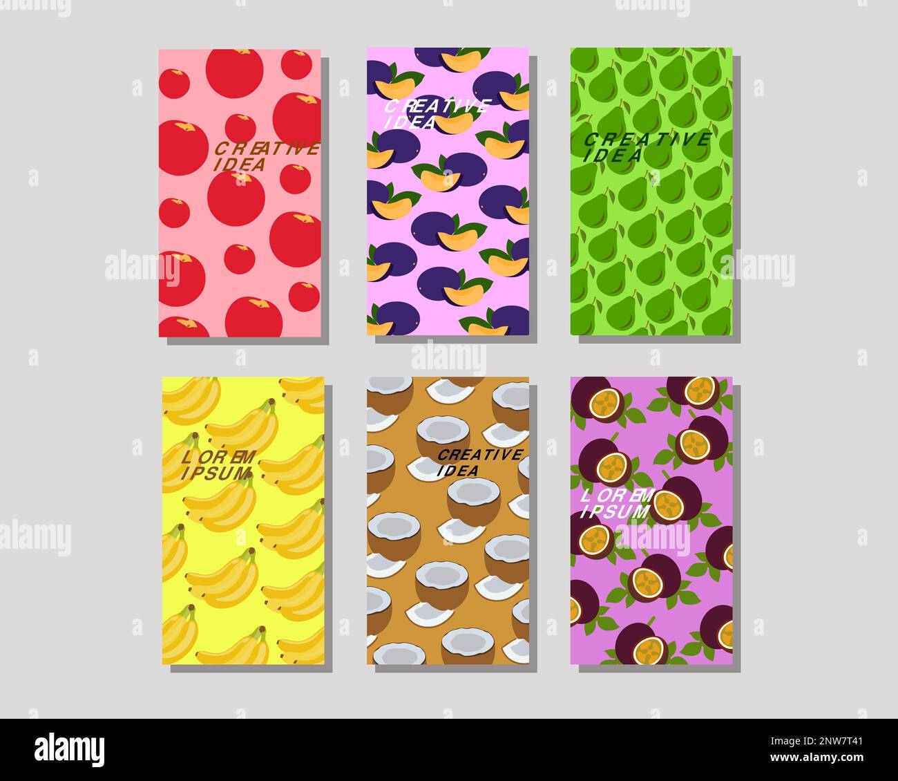 Seamless pattern set with fruits and blossom. Summer festive background ...