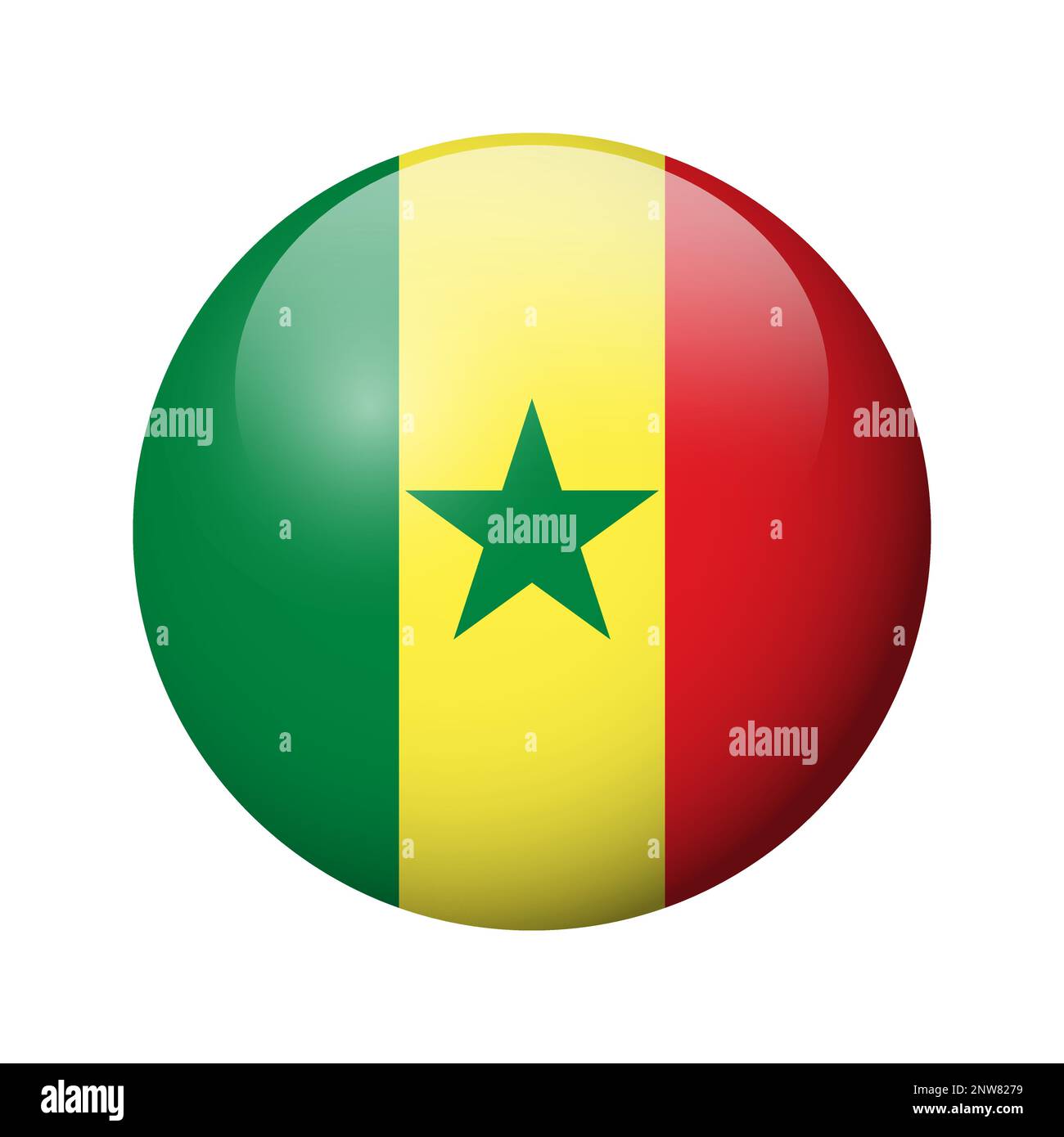 Senegal flag - glossy circle badge. Vector icon. Stock Vector