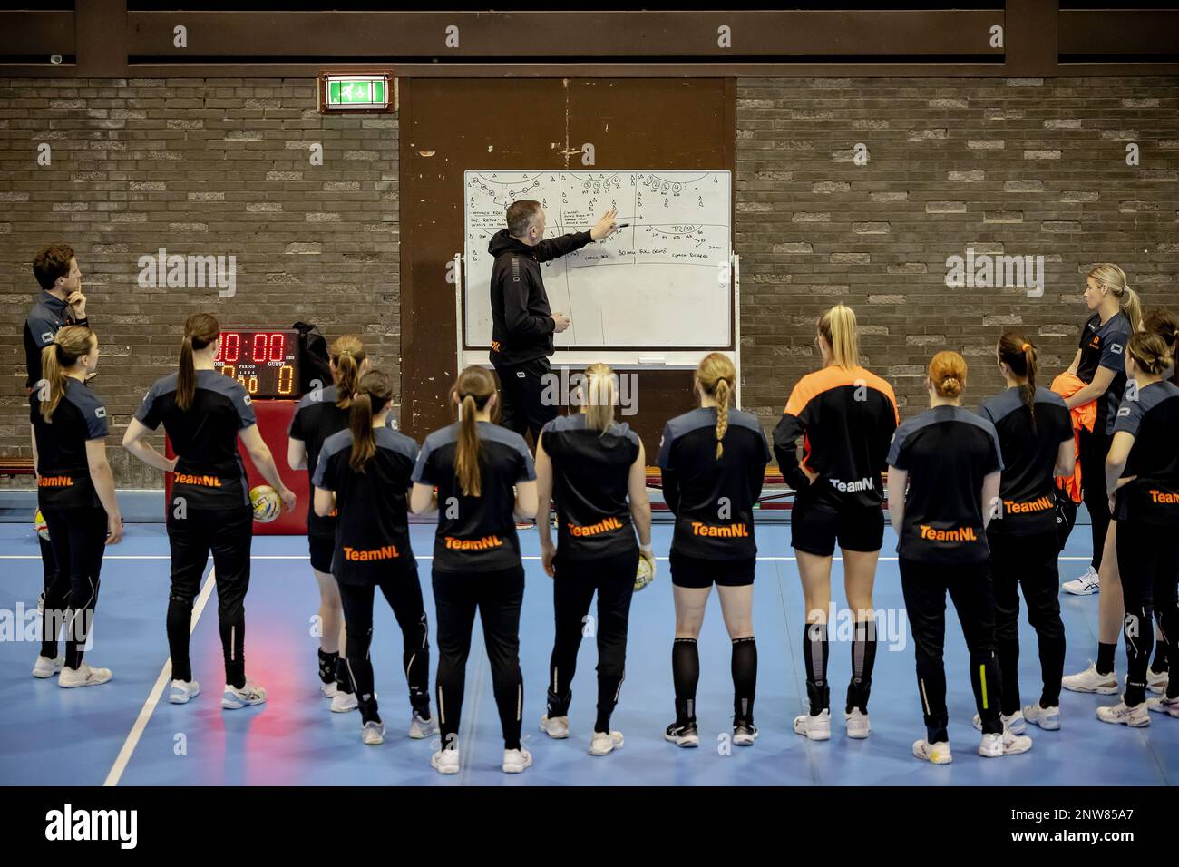 ARNHEM Coach Per Johansson of TeamNL Women's Handball during training leading up to the Golden