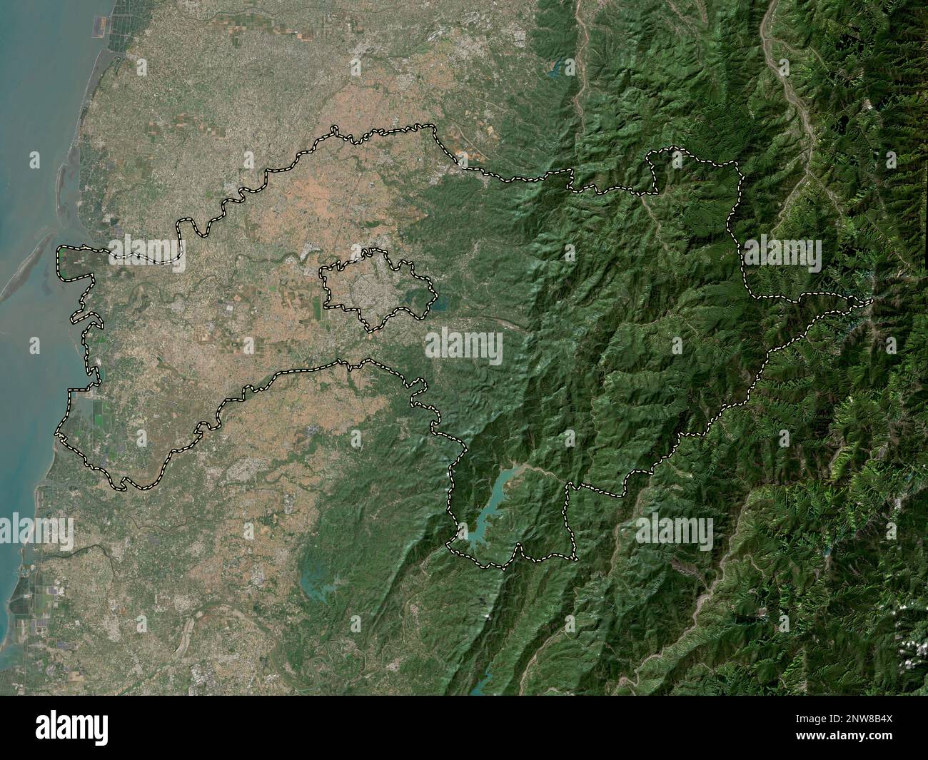 Chiayi, county of Taiwan. Low resolution satellite map Stock Photo