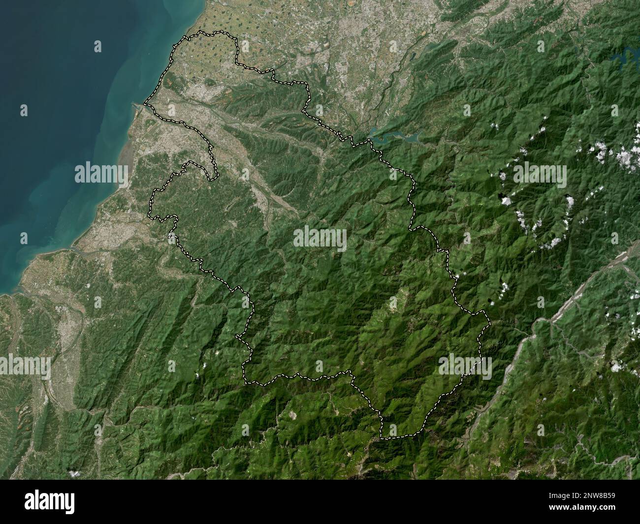 Hsinchu, county of Taiwan. Low resolution satellite map Stock Photo Alamy