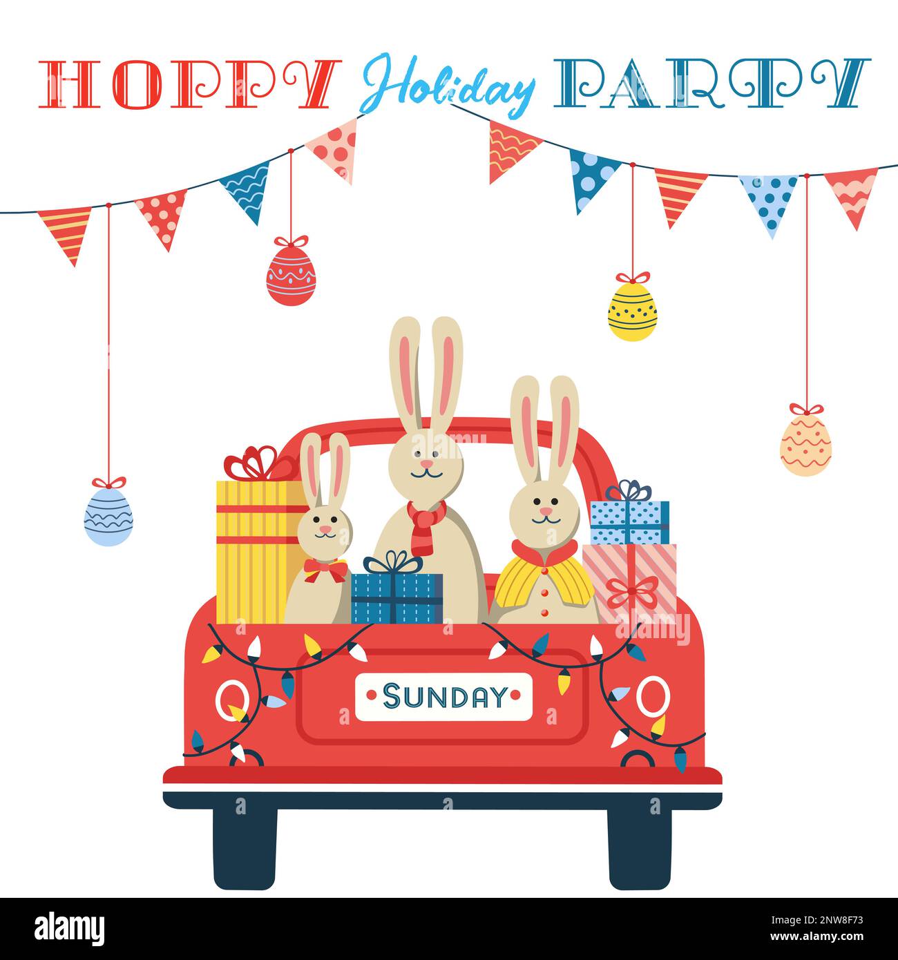 Hoppy holiday party fancy Easter vector poster Stock Vector