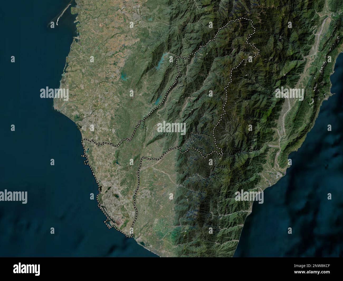 Kaohsiung, special municipality of Taiwan. High resolution satellite map Stock Photo