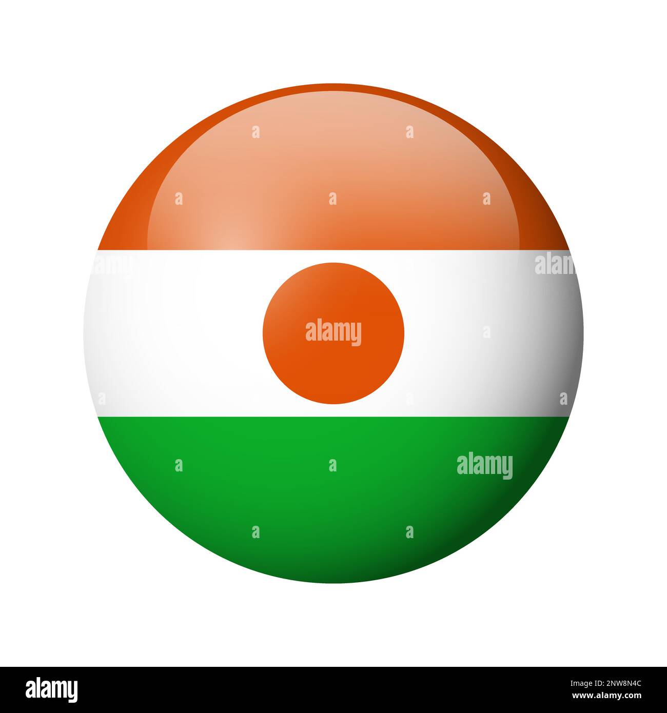 Niger flag - glossy circle badge. Vector icon. Stock Vector