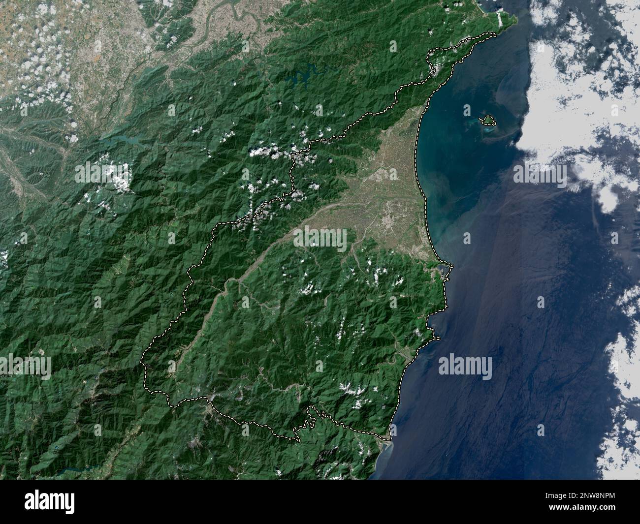 Yilan, county of Taiwan. Low resolution satellite map Stock Photo