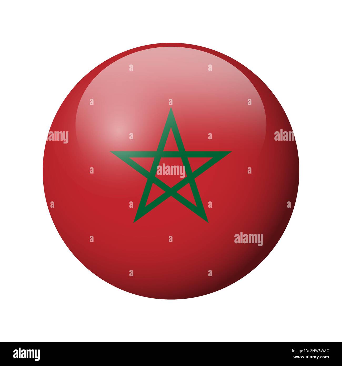 Morocco flag - glossy circle badge. Vector icon. Stock Vector