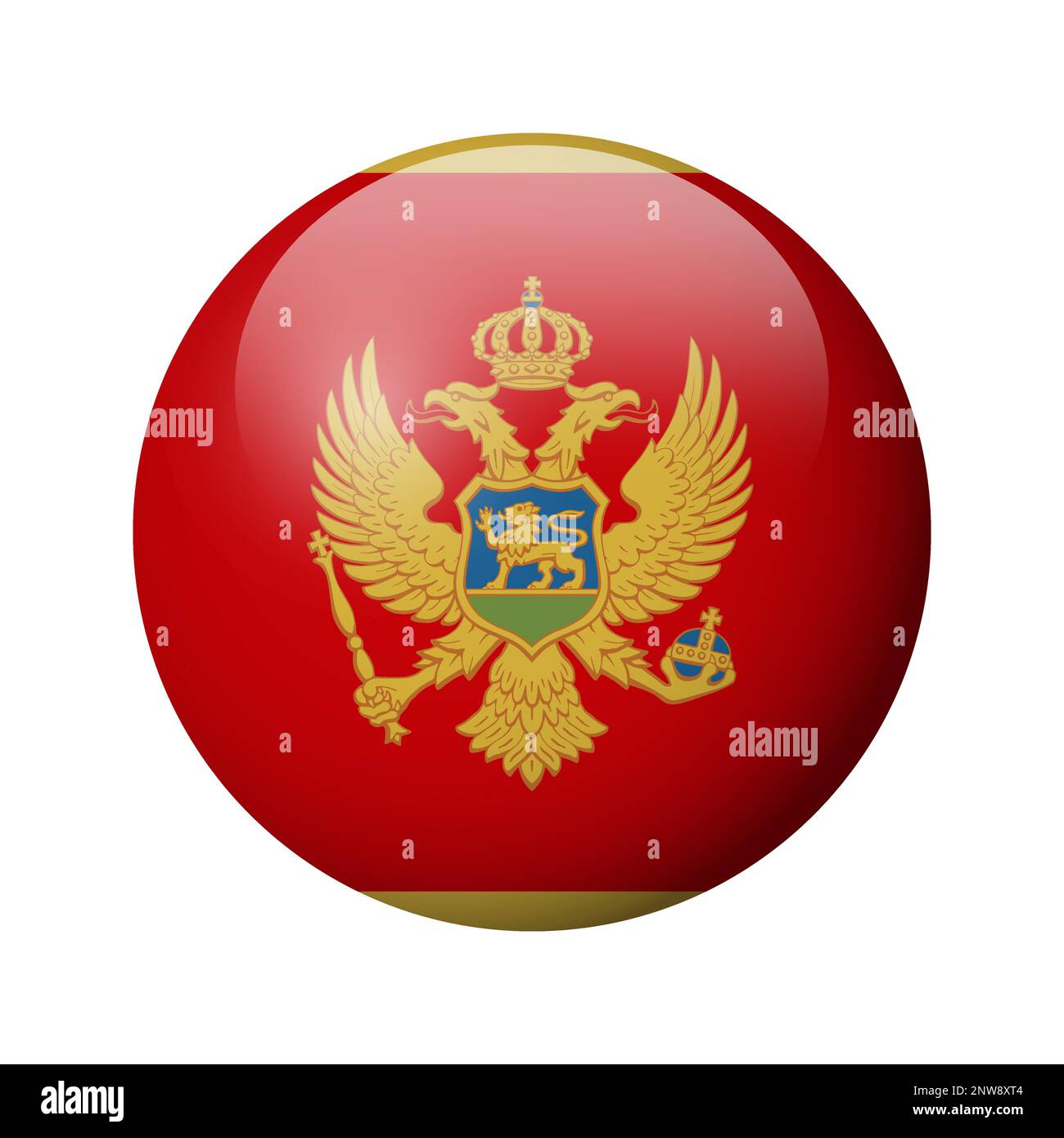 Montenegro flag - glossy circle badge. Vector icon. Stock Vector