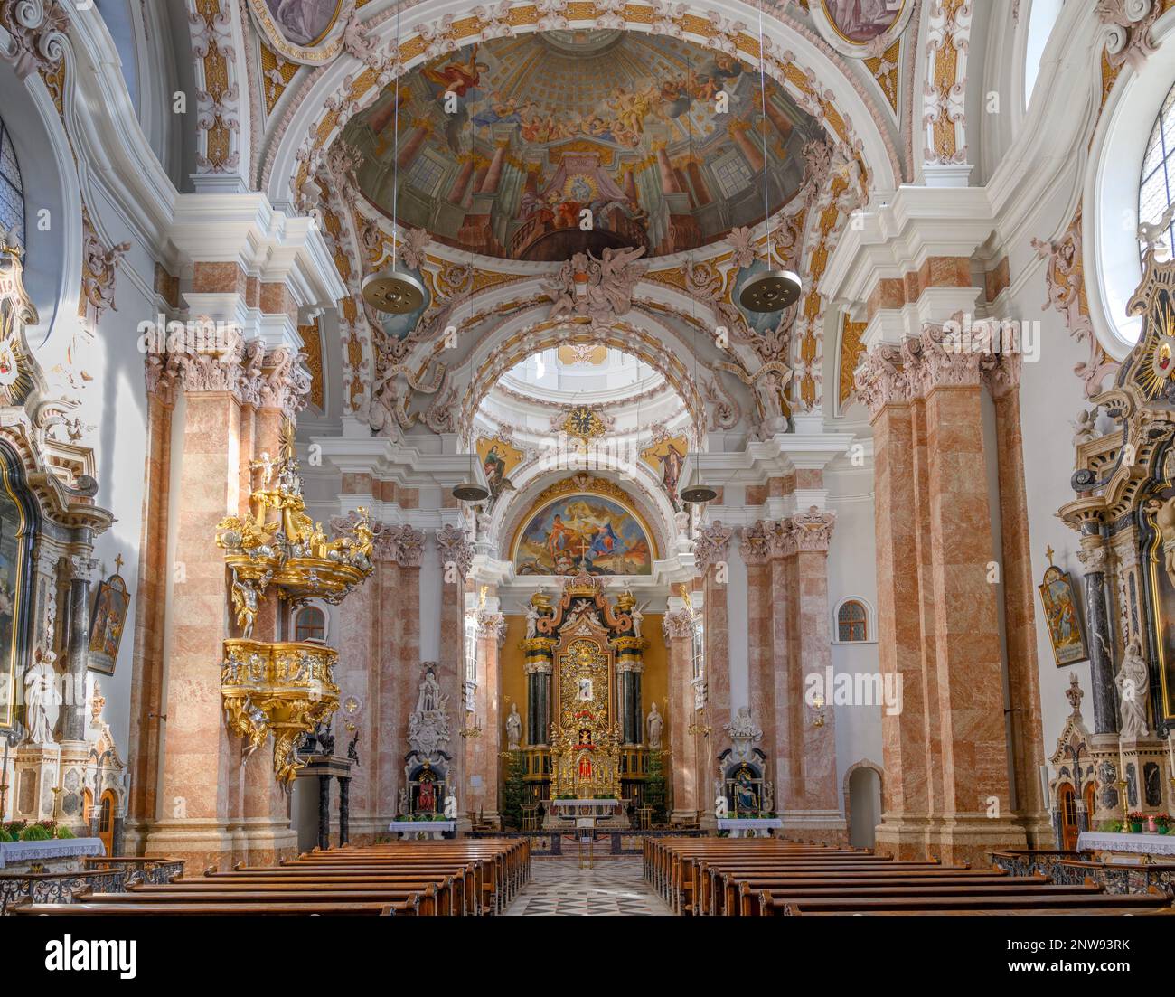 Interior of Dom St Jakob (Innsbruck Cathedral) in the Old Town (altstadt), Innsbruck, Austria Stock Photo