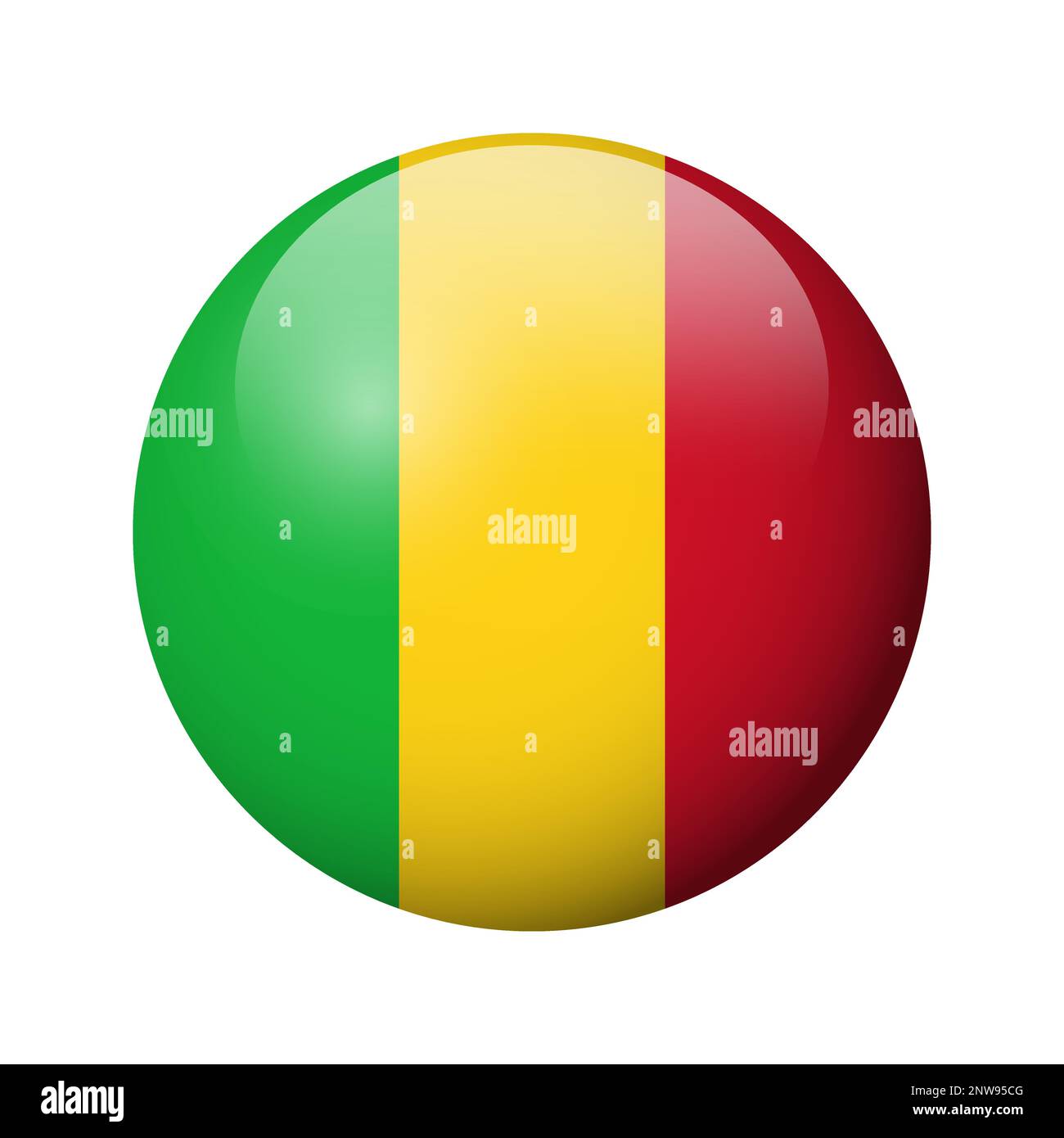 Mali flag - glossy circle badge. Vector icon. Stock Vector