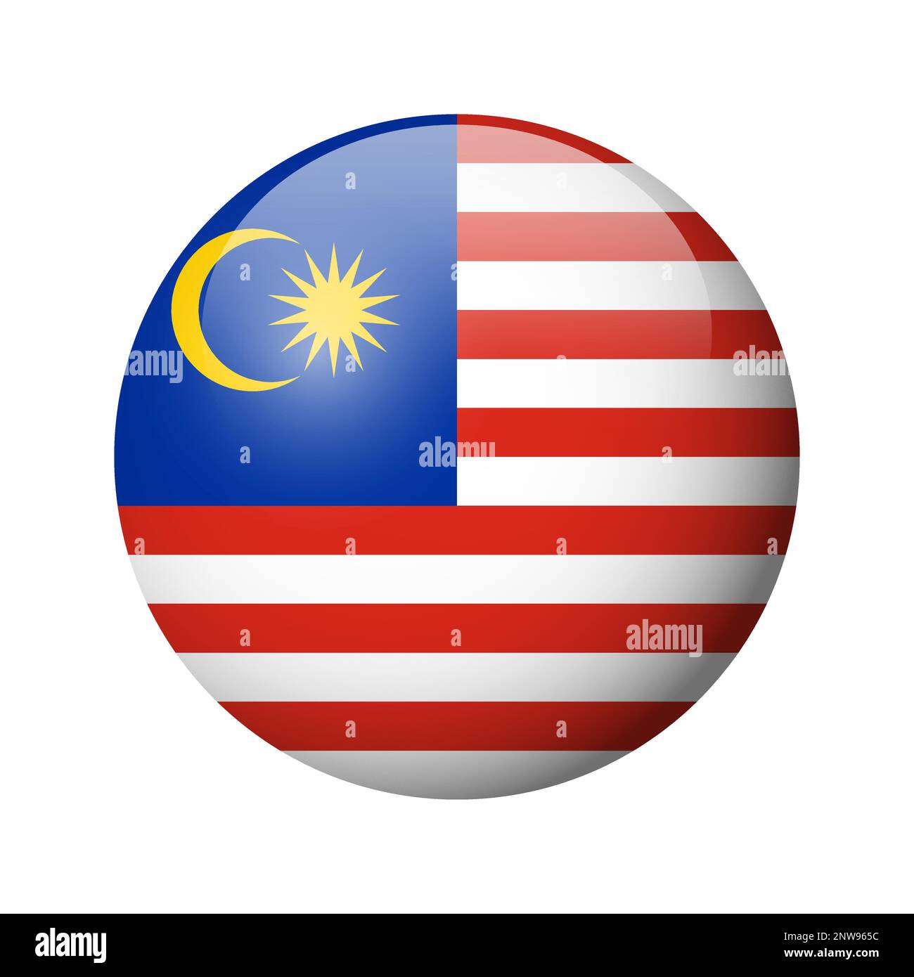 Malaysia flag - glossy circle badge. Vector icon. Stock Vector