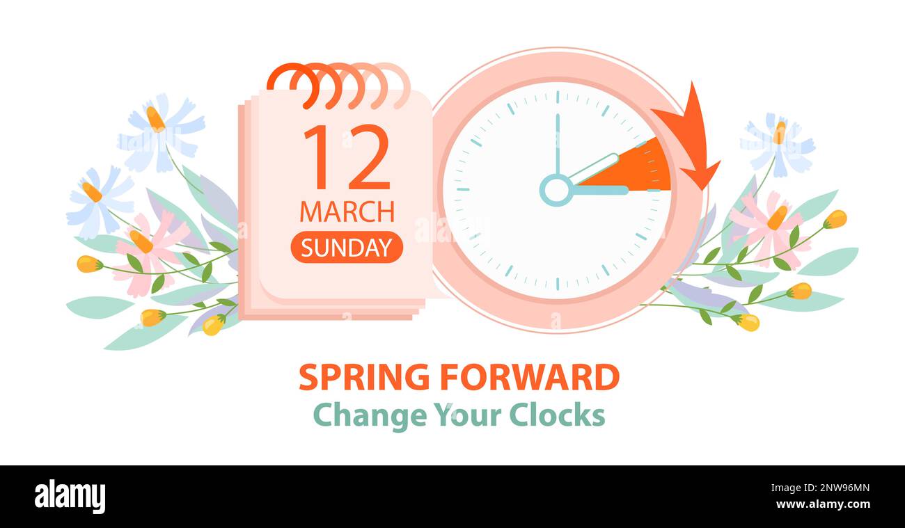 Daylight Saving Time ends concept. Calendar with marked date, text Change  your clocks. The hand of