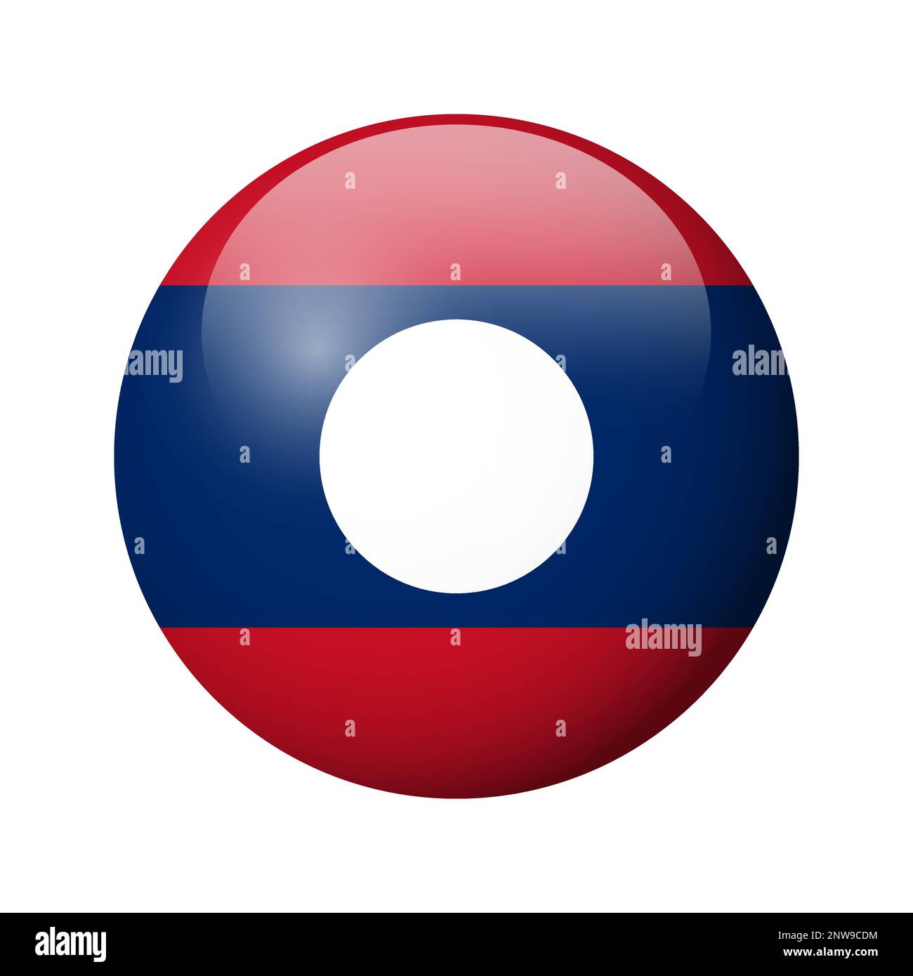Laos flag - glossy circle badge. Vector icon. Stock Vector