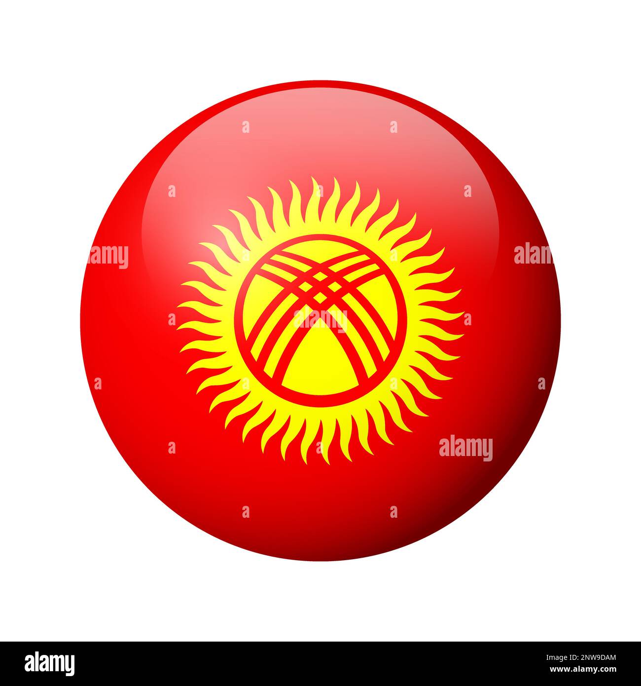 Kyrgyzstan flag - glossy circle badge. Vector icon. Stock Vector