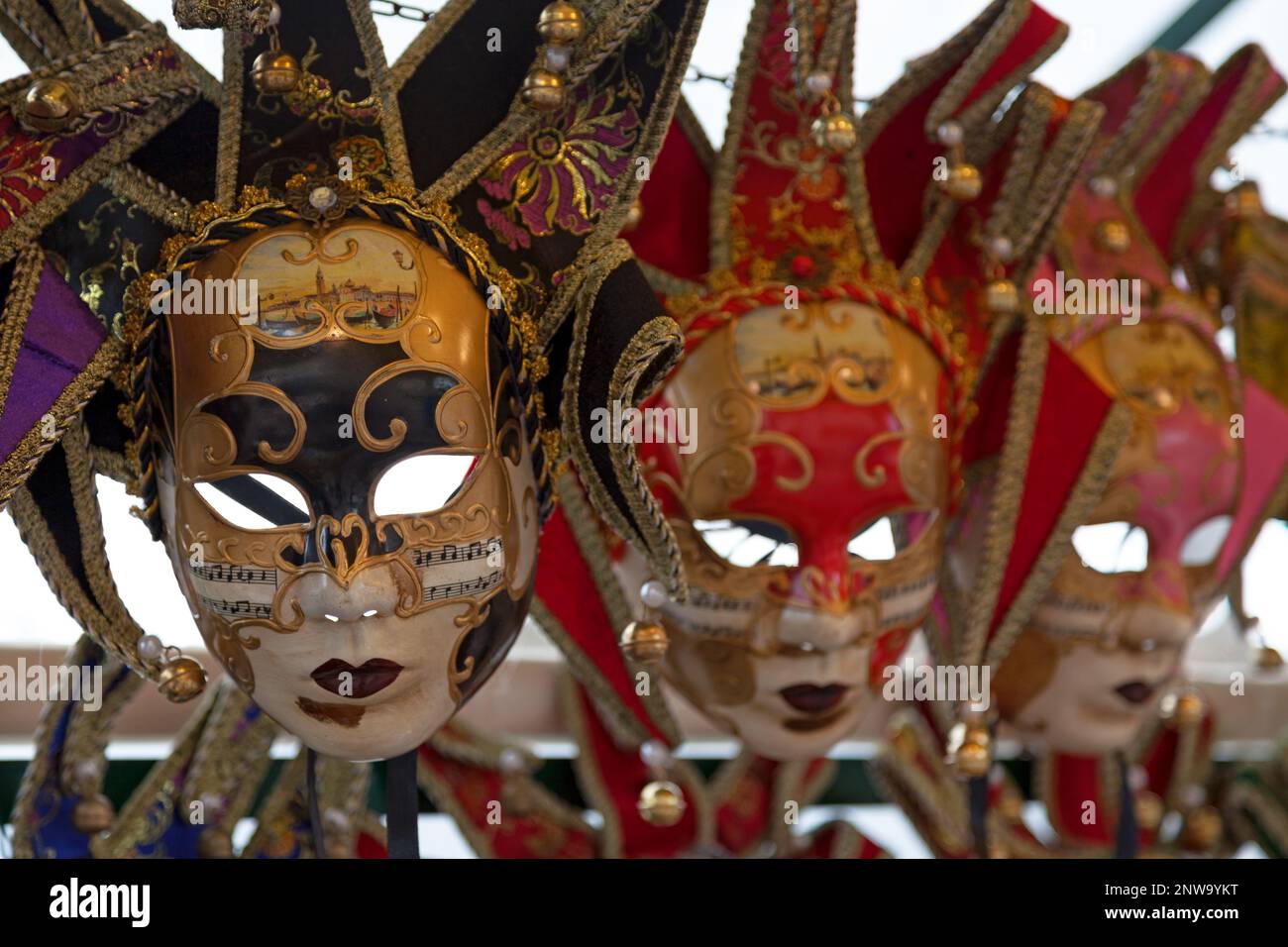 Closeup on masks for sale on a market stall Stock Photo Alamy