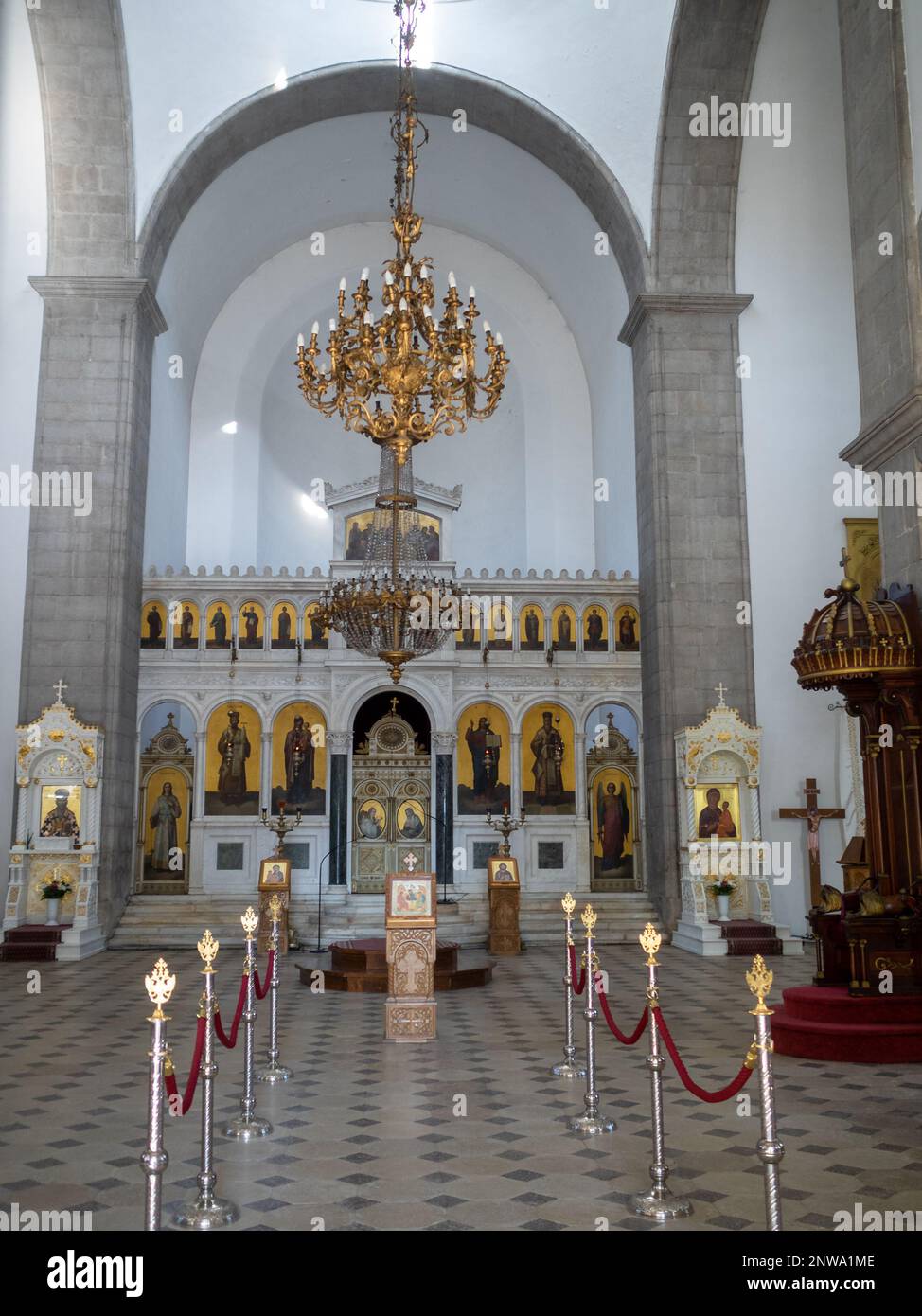Interior of the Cathedral of St. Basil of Ostrog Stock Photo