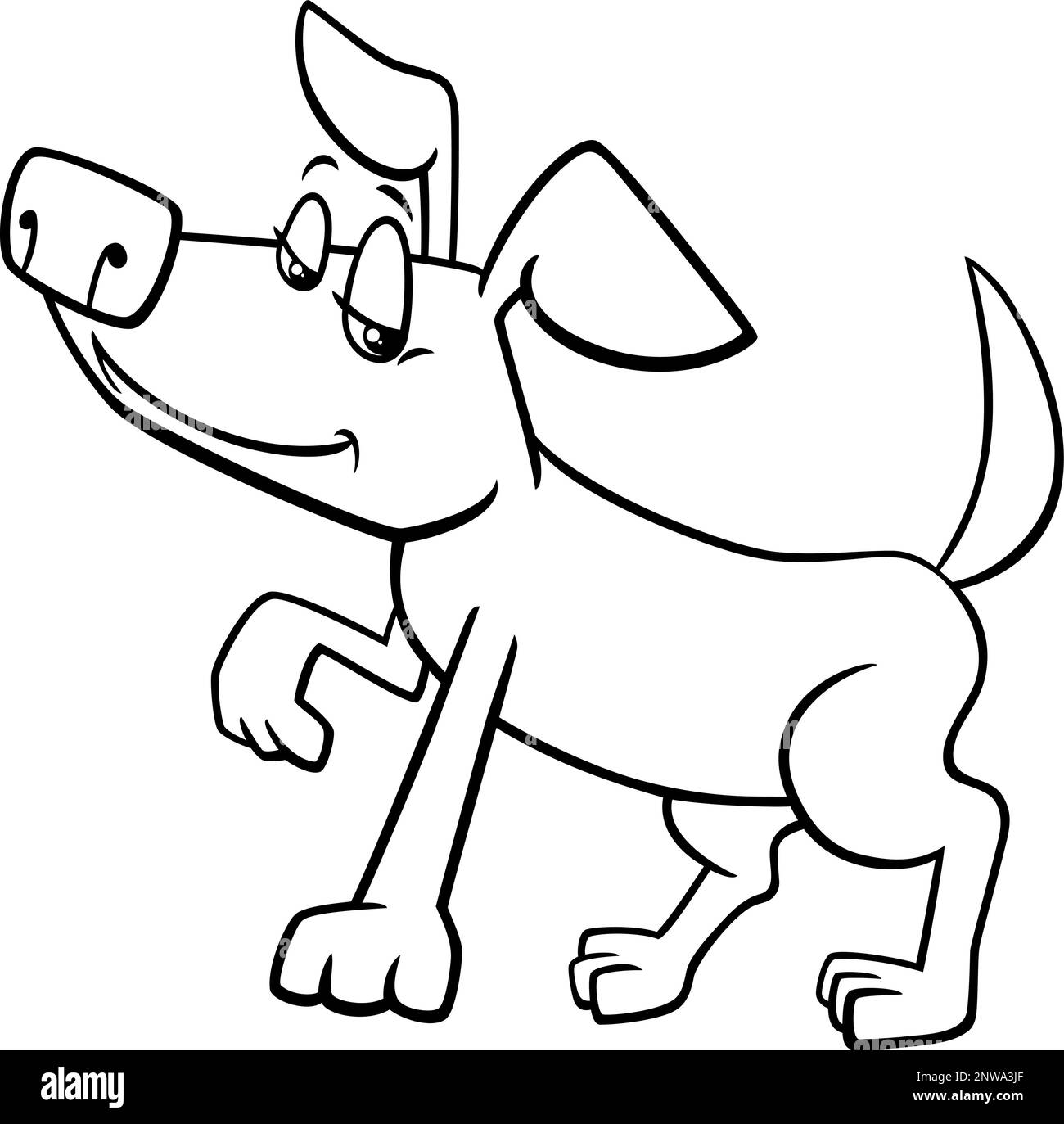 Black and white cartoon illustration of funny dog comic animal ...