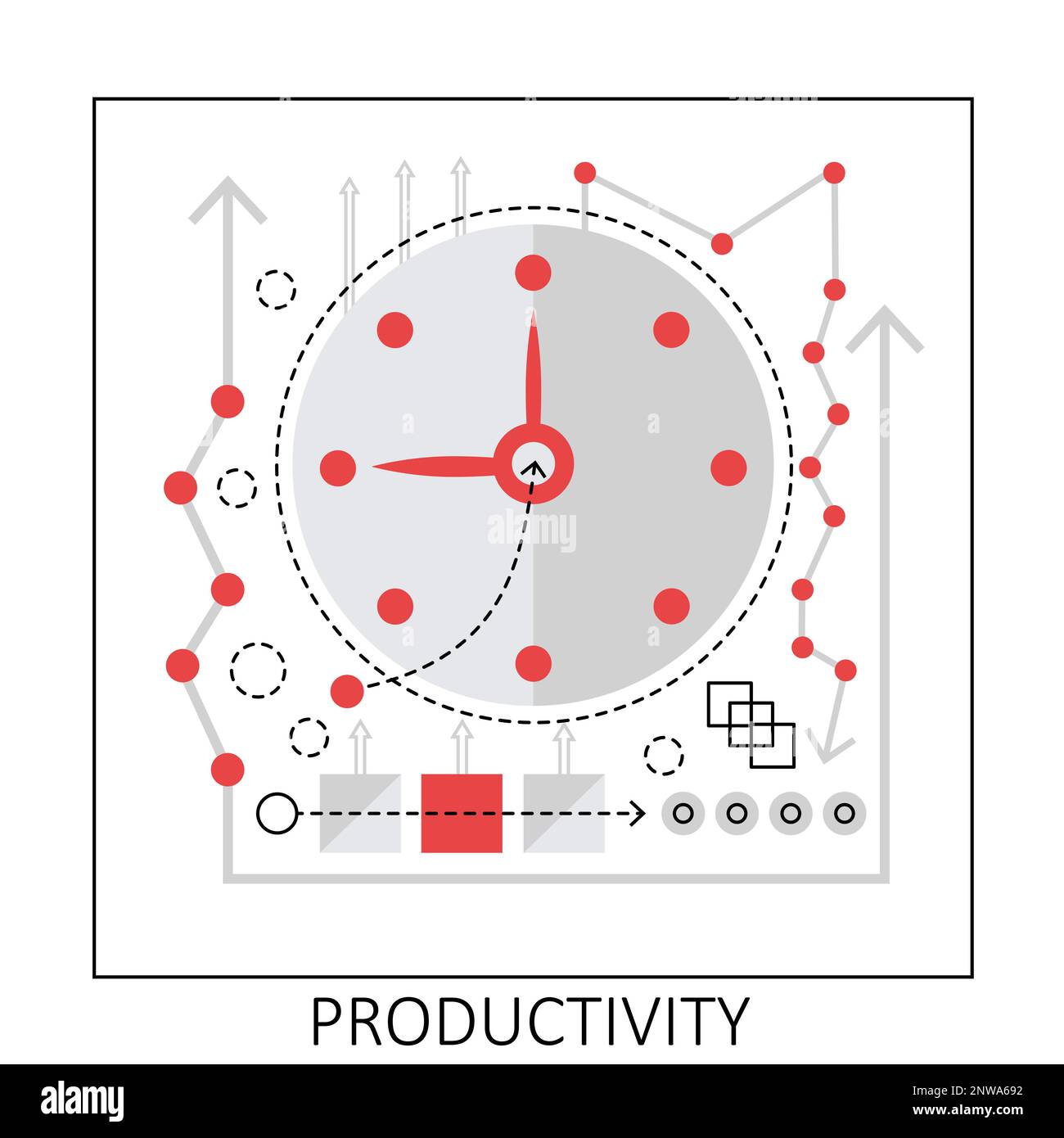 Effective work productivity. Time management, work efficinecy performance vector illustration 