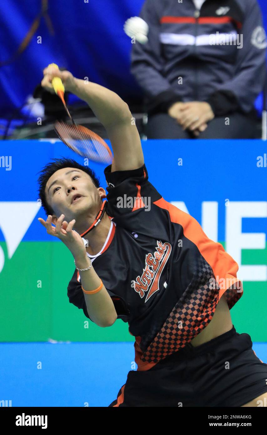 The world's top ranked Badminton player Kento Momota competes during ...