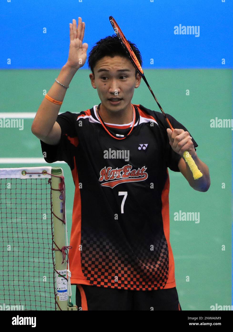 The world's top ranked Badminton player Kento Momota competes during ...