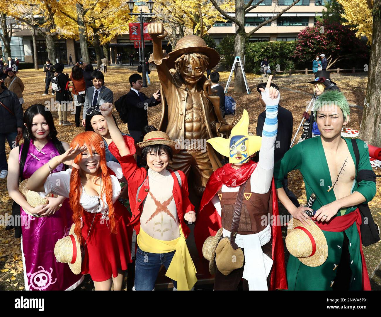 The statue of Monkey D. Luffy, the main character of popular manga "ONE
