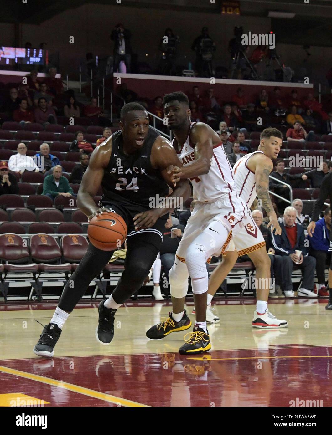 Long Beach State 49ers forward Joe Hampton (24) looks on during an