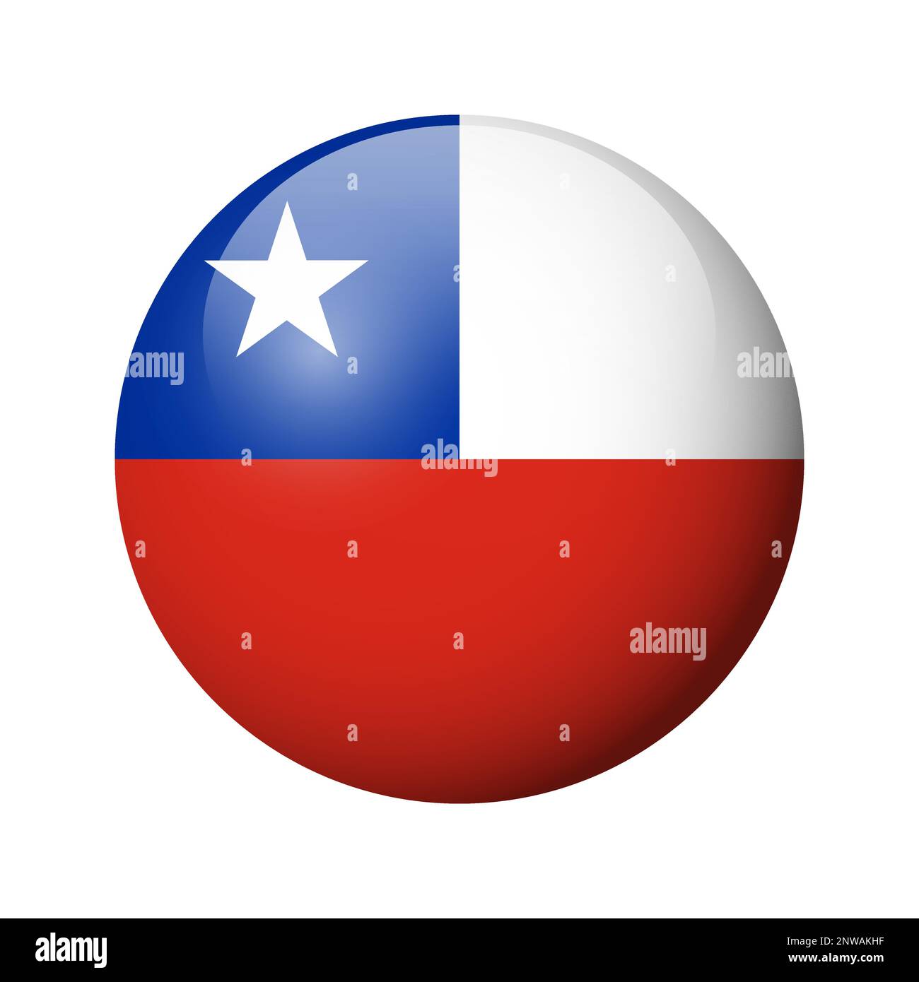 Chile flag - glossy circle badge. Vector icon. Stock Vector