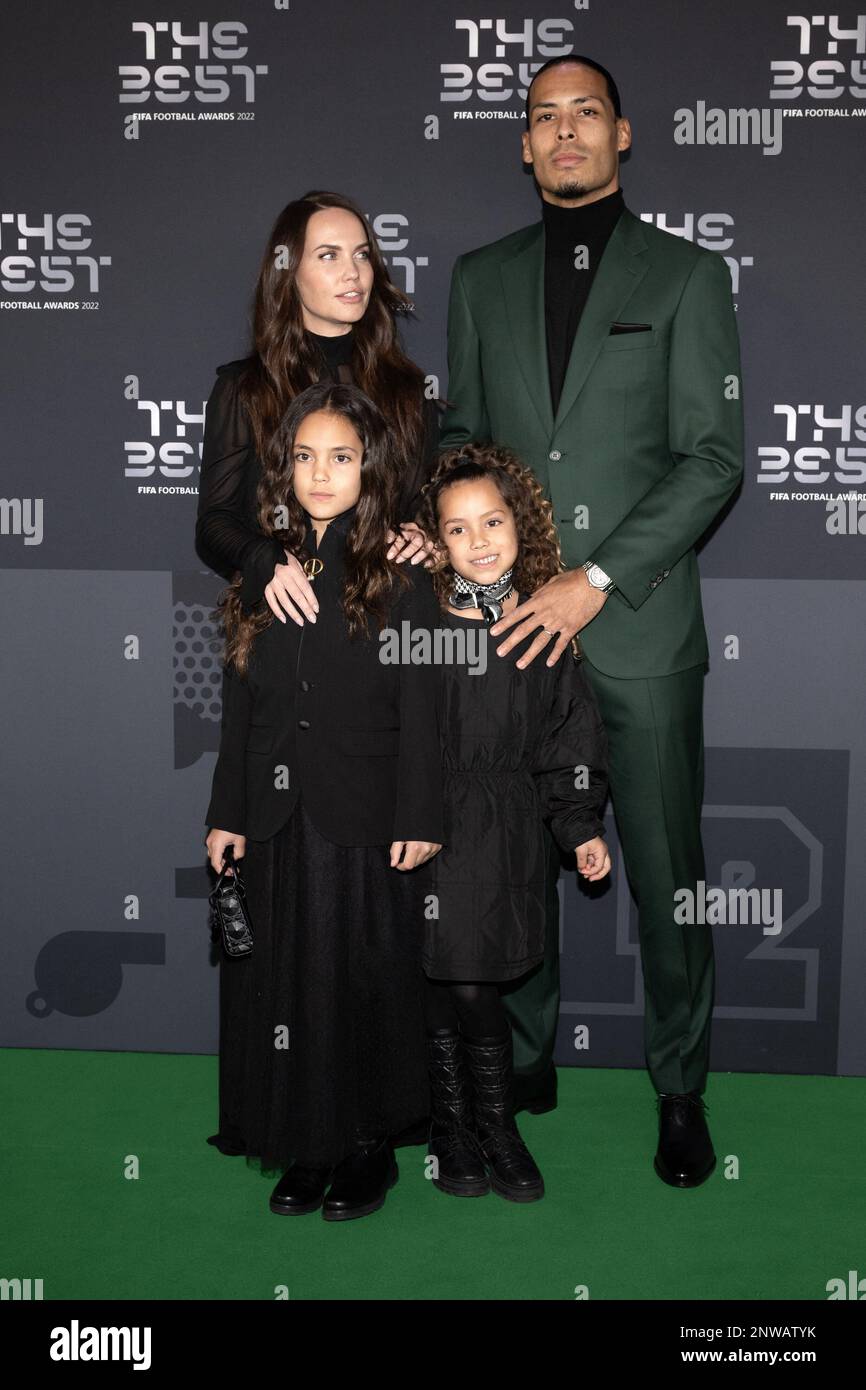 Rike Nooitgedagt, Virgil van Dijk and family arrive at the Best FIFA Football Awards ceremony