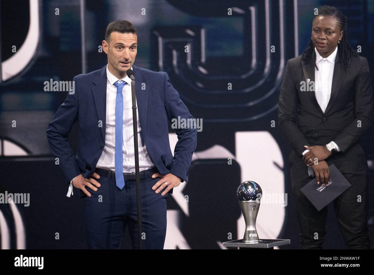 Lionel SCALONI head coach of Argentina receives the FIFA Best coach