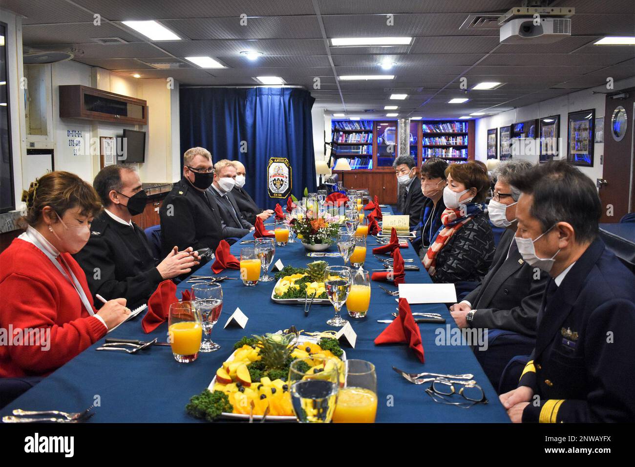 OTARU, Japan (February 7, 2023) Senior leadership aboard Ticonderoga