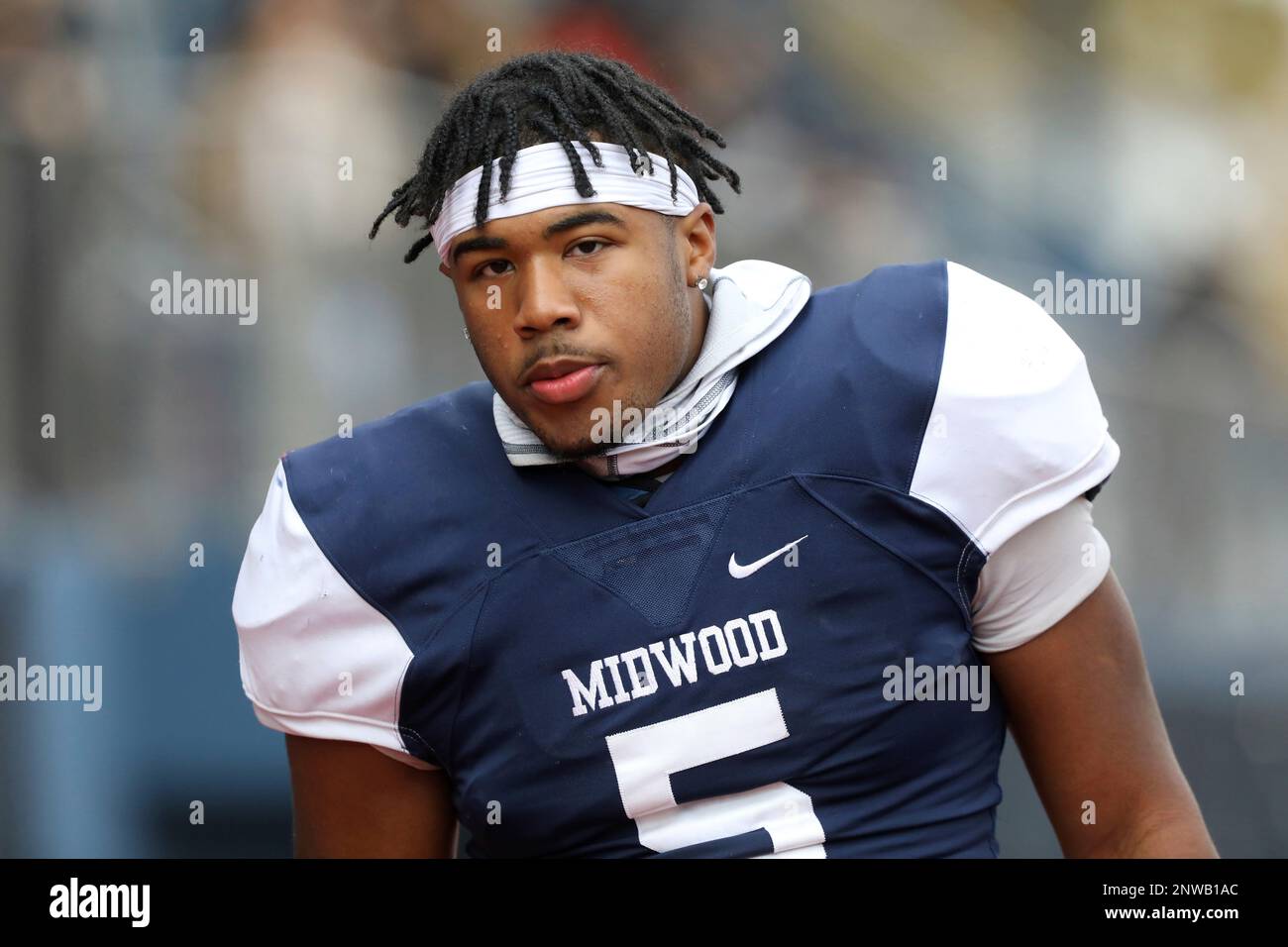 Midwood's Tyler Bartholomew #5 is seen on the sidelines against Curtis ...