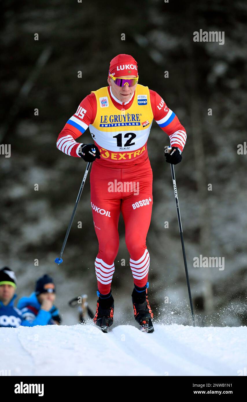 Alexander Bolshunov of Russia competes during Mens' Cross Country Skiing  Sprint Qualification at FIS Nordic Skiing World Cup in Ruka, Finland,  Saturday, Nov. 24, 2018. (Markku Ulander/Lehtikuva via AP Stock Photo -  Alamy