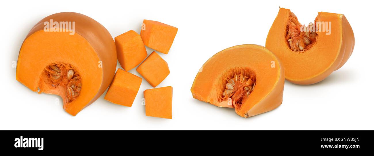 Fresh orange pumpkin isolated on white background with full depth of ...