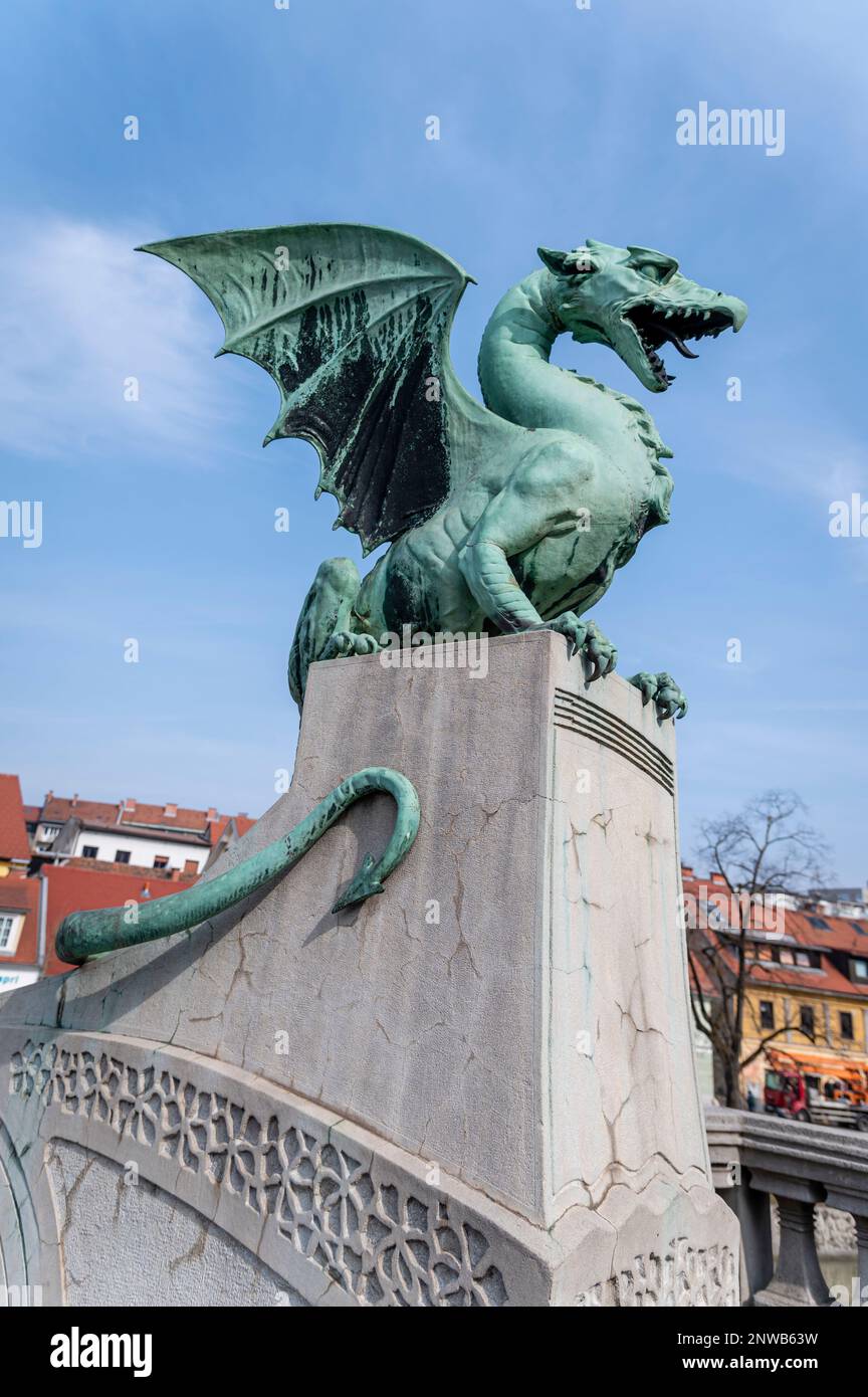 Dragon Bridge, Ljubljana, Slovenia Stock Photo